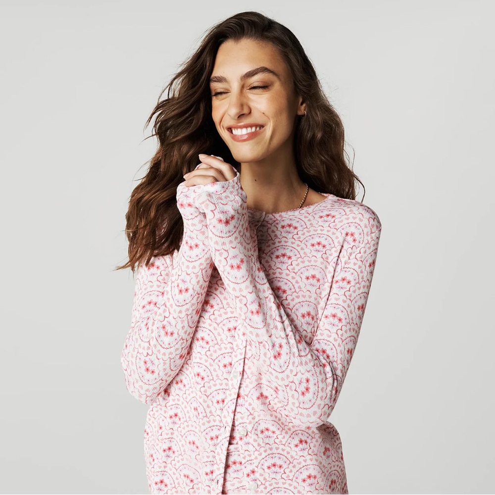 Posh Peanut Pink and White Cardigan